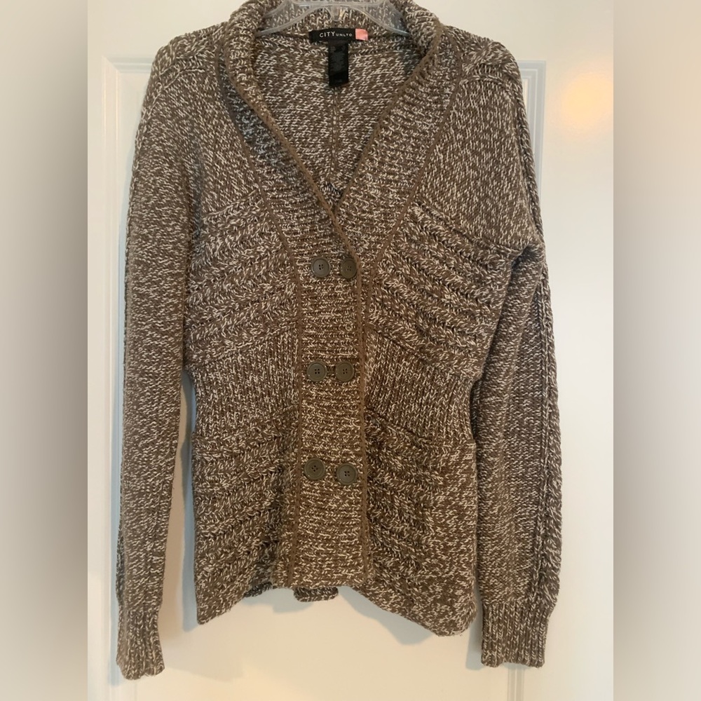 Double Breasted Sweater Cardigan, Tapered Waist, Long Sleeves XL City Unltd.